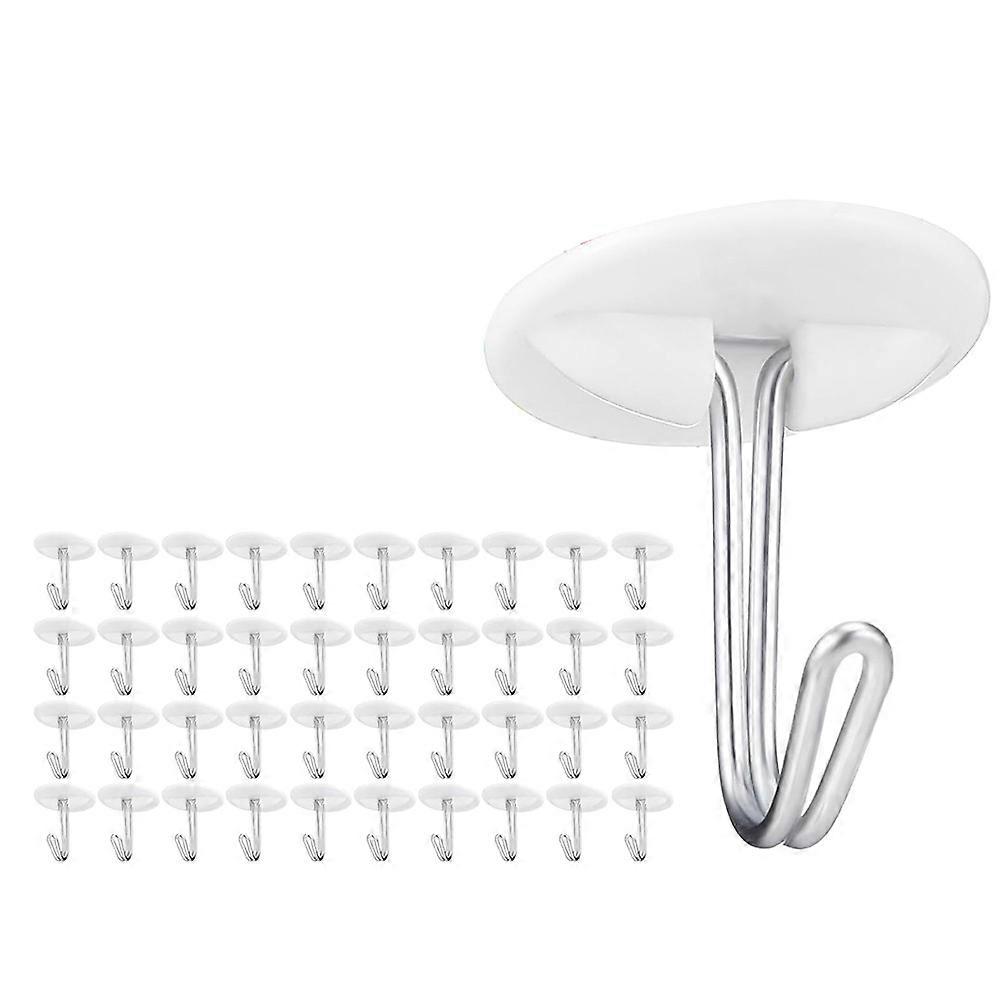 50 Pcs Adhesive Ceiling Hooks for Classroom Hanging Decor White Sticky Plastic No Drill Drop Ceiling Small Hooks