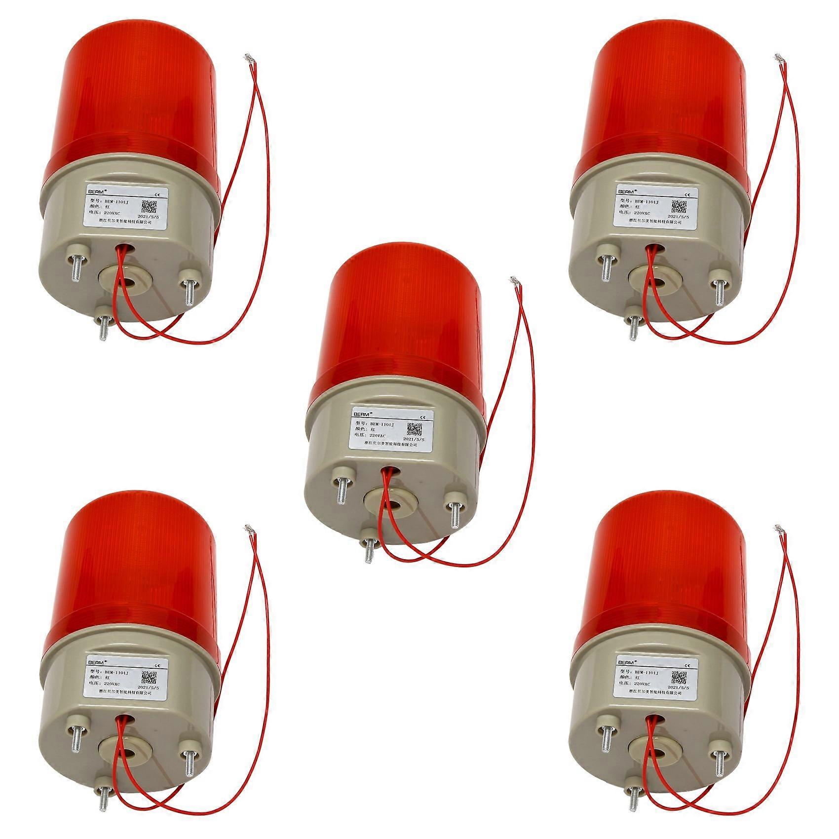 5X Industrial Flashing Sound Alarm Light,BEM-1101J 220V Red LED Warning Lights System Rotating Light