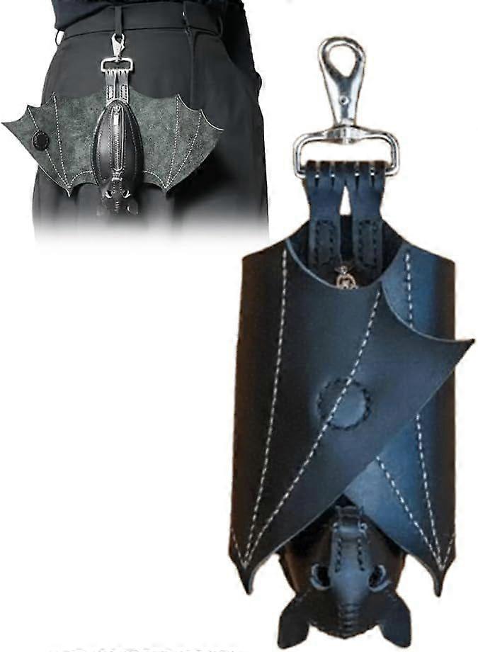 Porte-monnaie chauve-souris en cuir fait main, portefeuille chauve-souris suspendu cousu main pour homme, porte-clés chauve-souris en cuir suédé pour sacs et ceintures