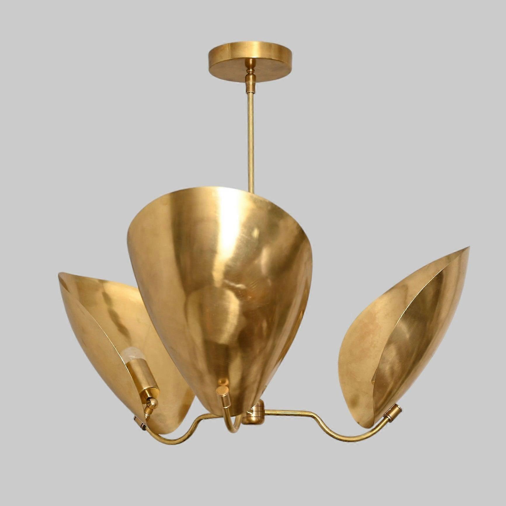3-Light Curved Brass Sputnik Chandelier – Retro Charm And Elegance