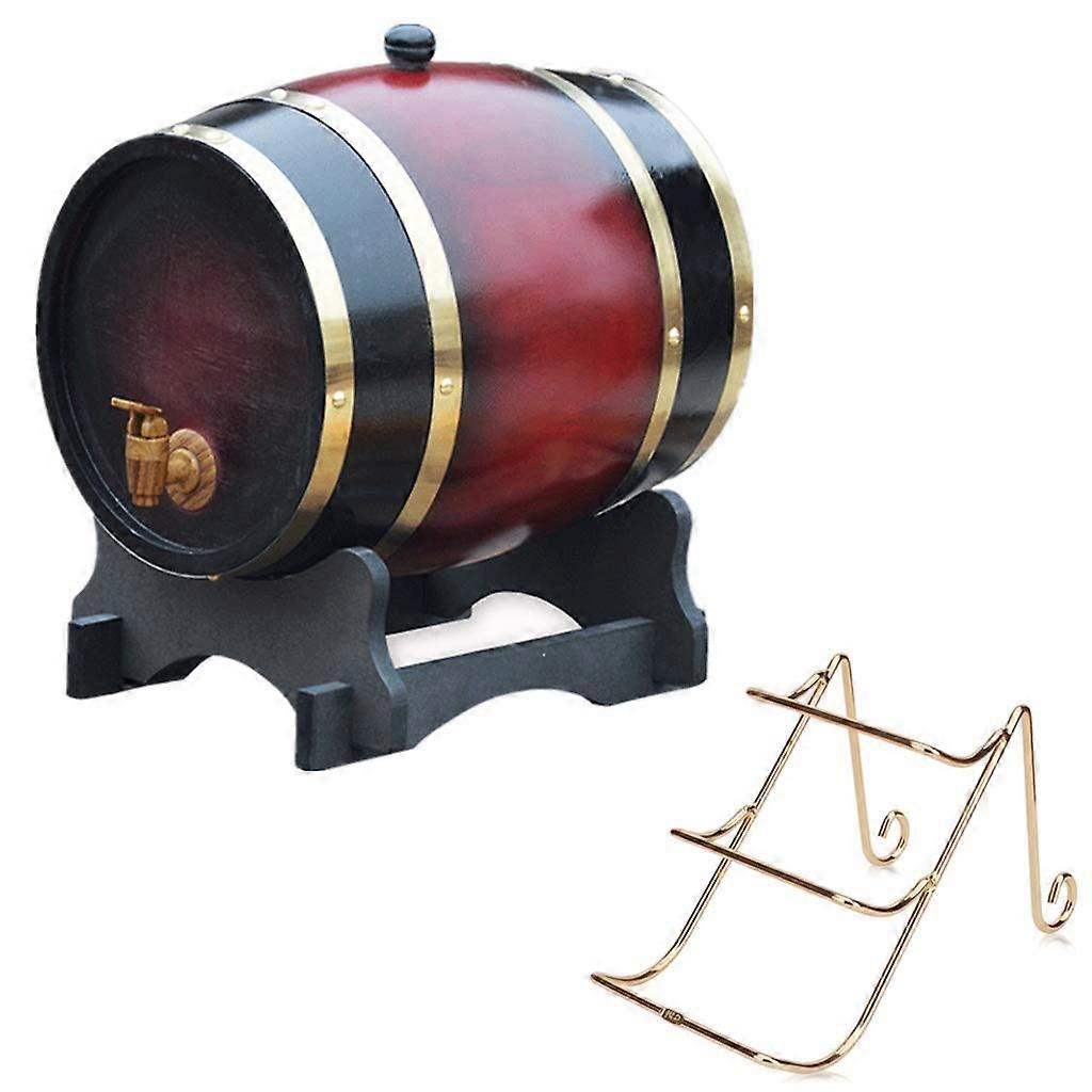 Aging Barrel 1.5L Wooden Wine Dispenser with Faucet and Stand for Whiskey Rum Honey Storage