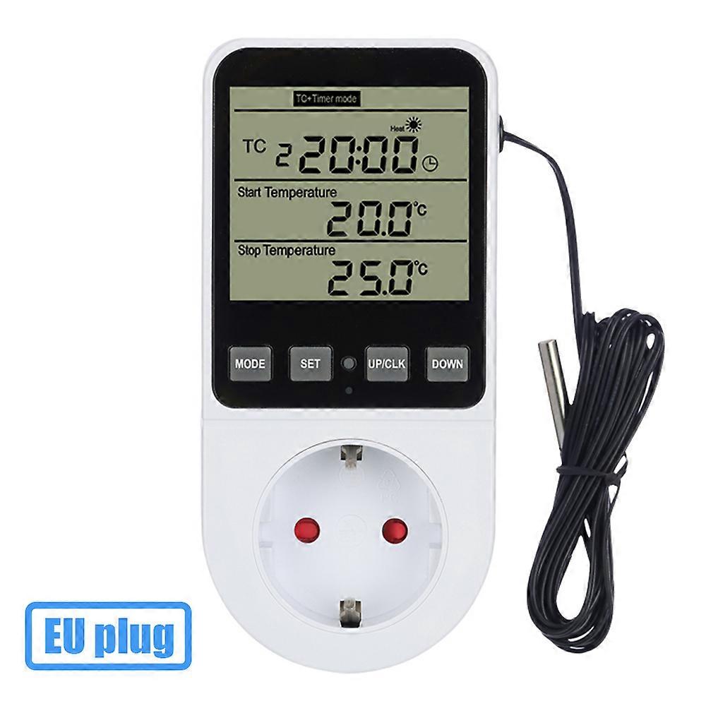 16A 230V Temperature Controller High Accuracy Timer Socket LCD Display Household Thermostat EU Outlet Timing Switch with Sensor