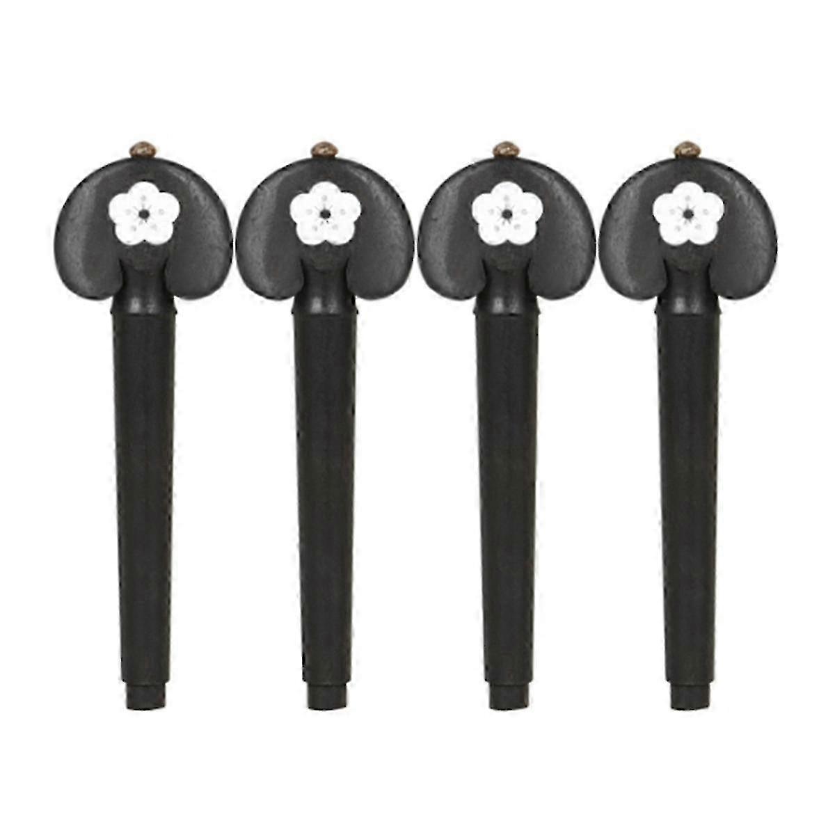 4/4 Cello String Knobs with Ebony Wood Handcrafted Pegs & White Shell Violin Shaft for Strings N