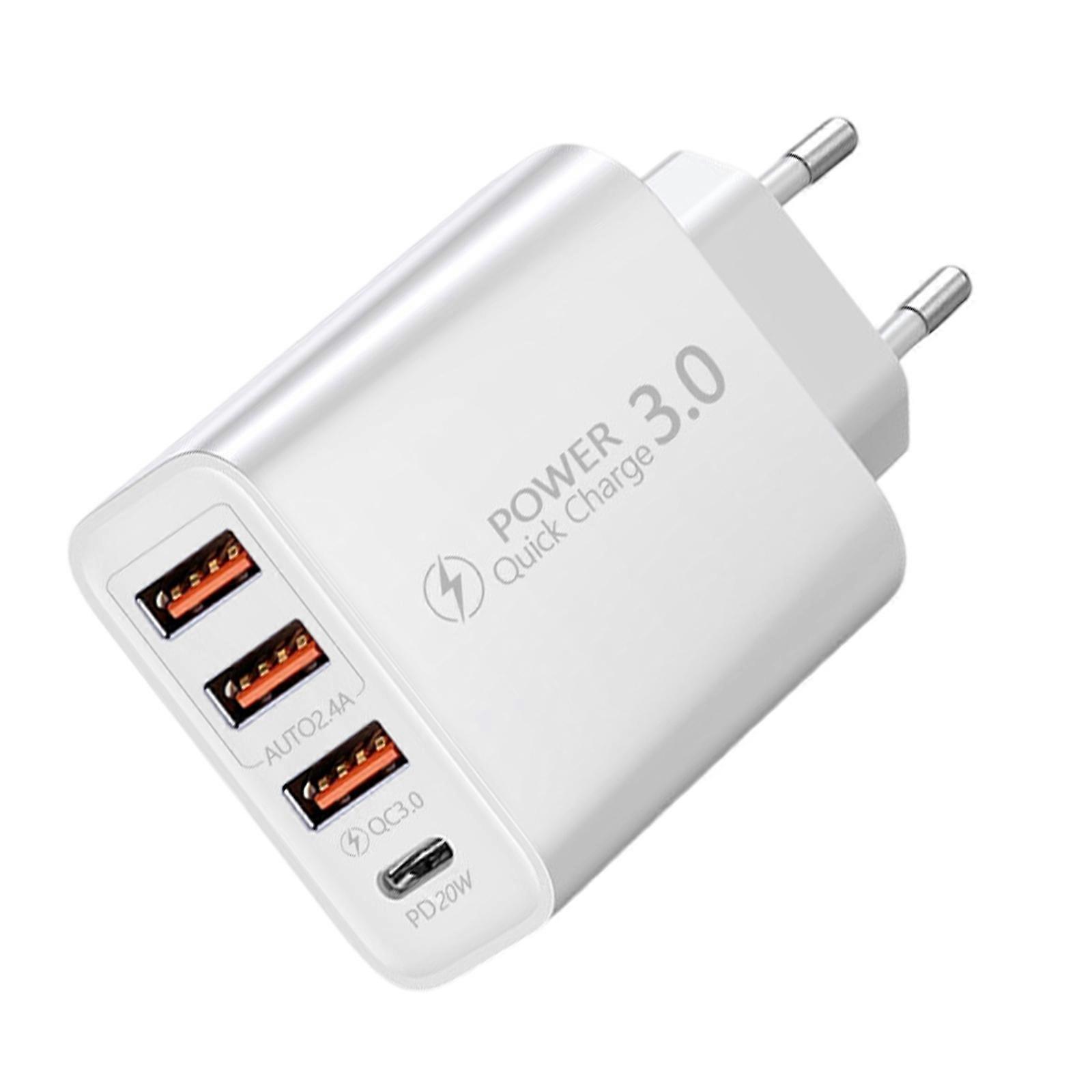 European Travel Plugs Adapters 3 USB Type C Port Fast Charging Type C For To EU Charger  White