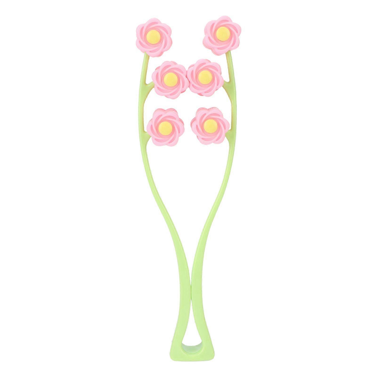 Face Roller Multiple Rollers Concave Convex Particles Comfortable Handle Multiple Rollers V Shaped Face MassagerPink