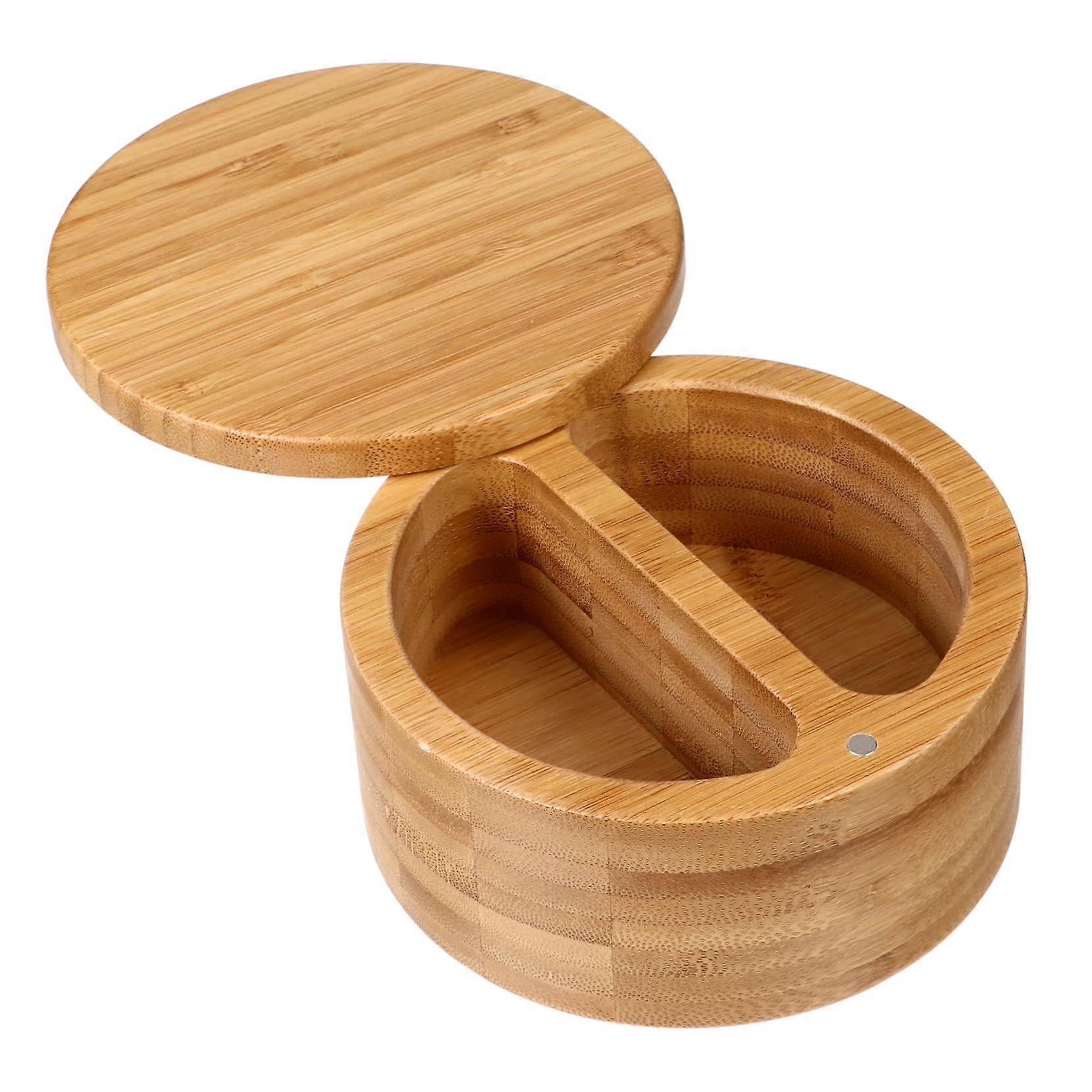 Bamboo Spice Jar with Airtight Lid, Double Kitchen Storage Container, Carbonized Finish