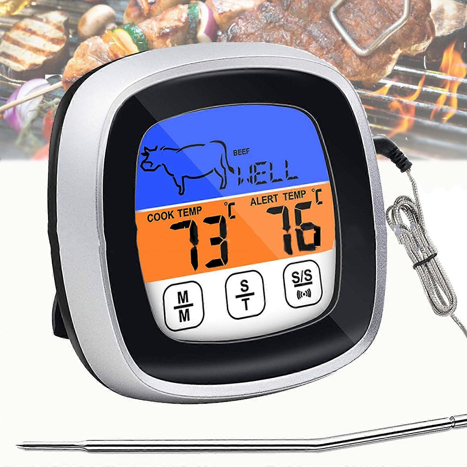 Digital Meat Thermometer with Touch Screen, Waterproof Stainless Probe, Instant Read for BBQ Cooking
