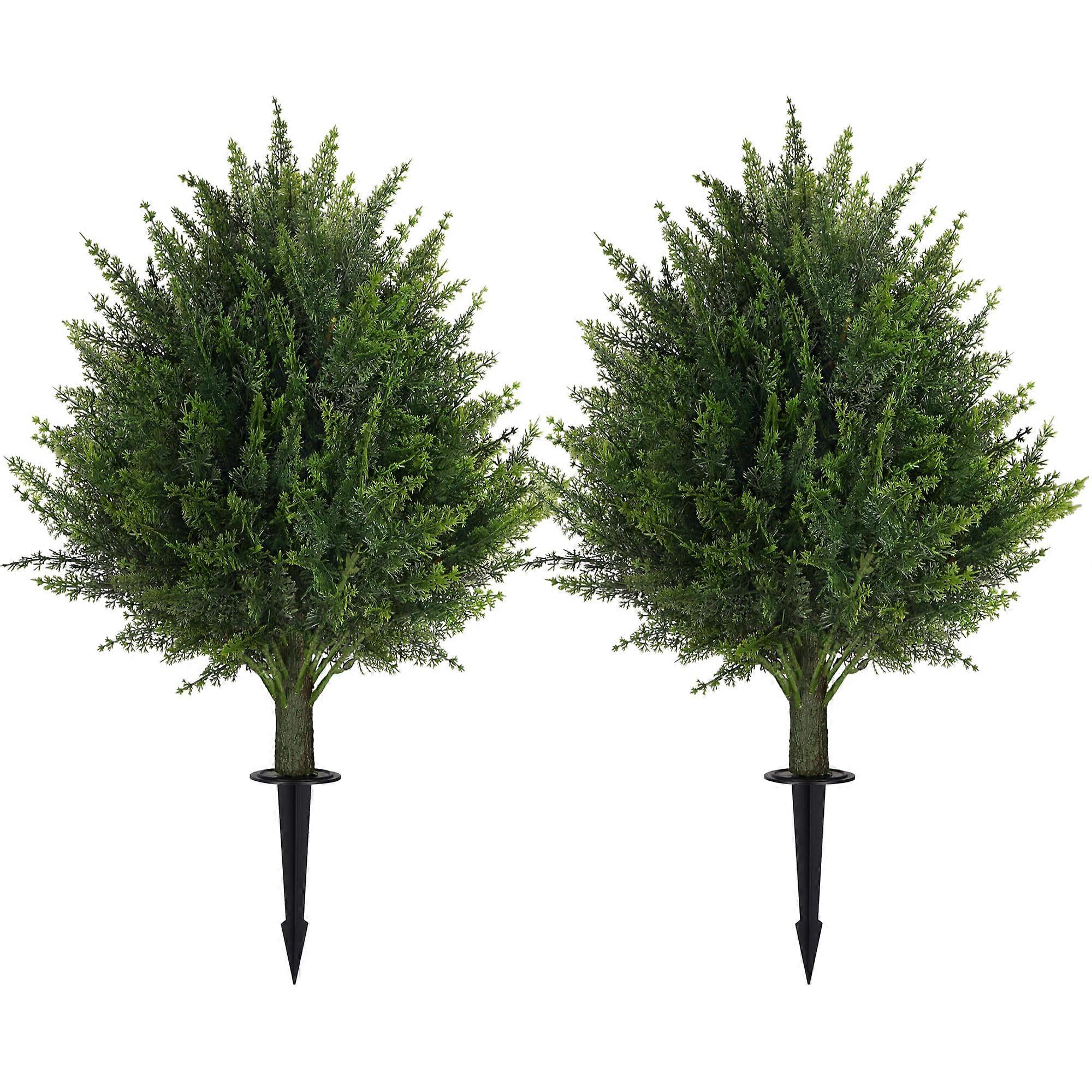 2ft Artificial Cypress Topiary Trees Set of 2, UV Resistant AllWeather Faux Plants for Outdoor and Porch Decor
