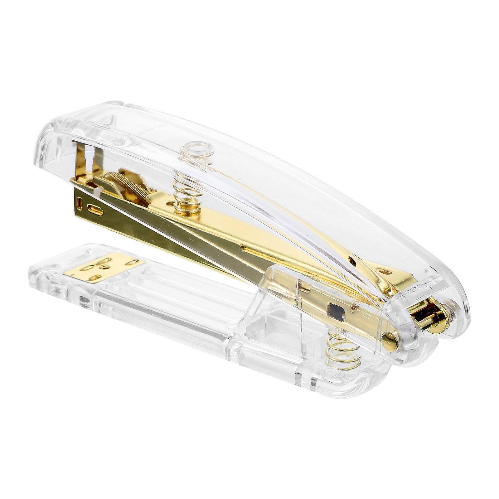 Stapler Plastic Stapler for Paper Binding Clear 3Pcs Transparent Golden