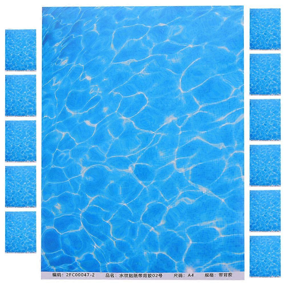 Ocean Texture Scrapbook Paper for Party Decorations with 12Pcs Adhesive Sheets