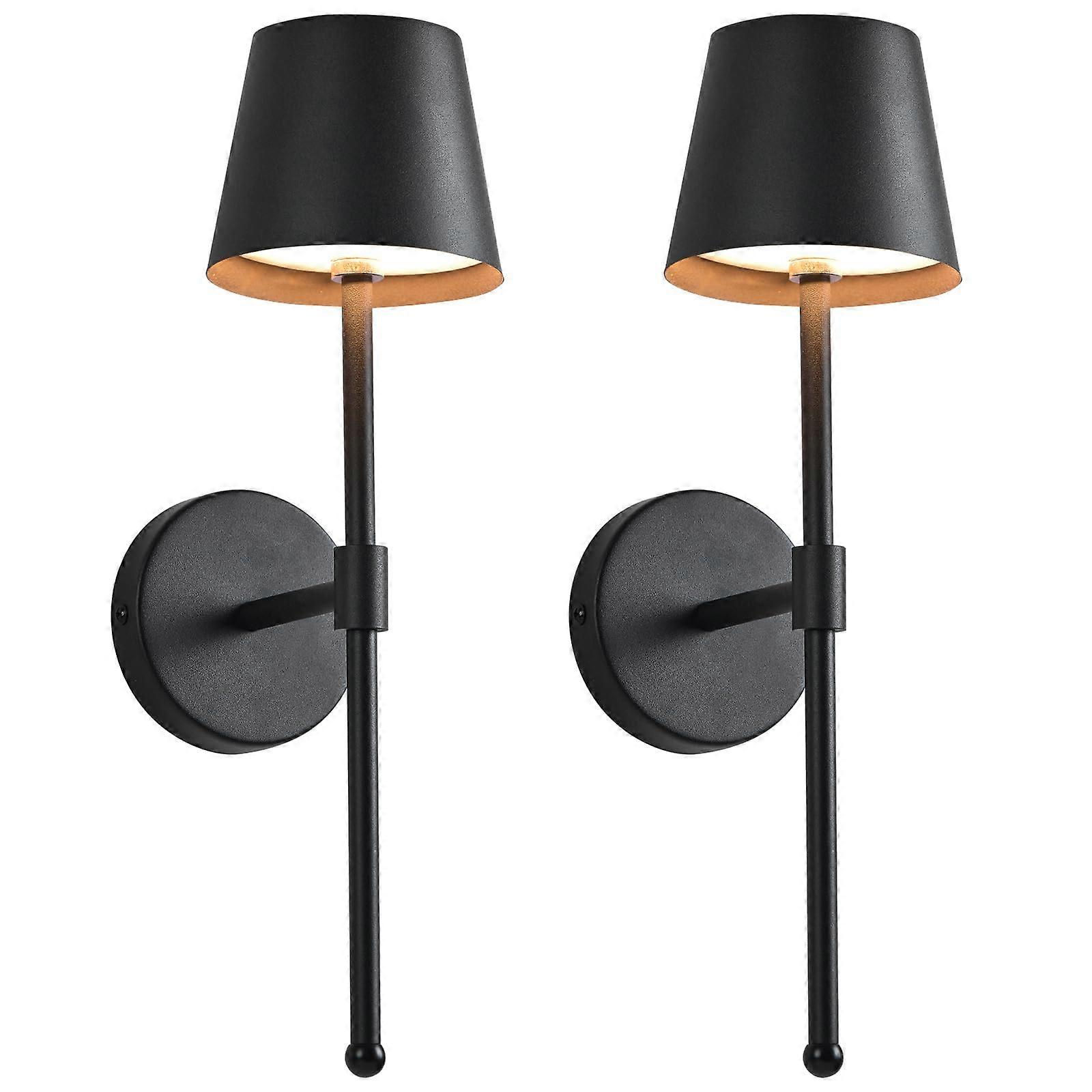 2 Pack Wireless Wall Sconces, 6000mAh Rechargeable Dimmable LED Wall Lamps with Remote, Black