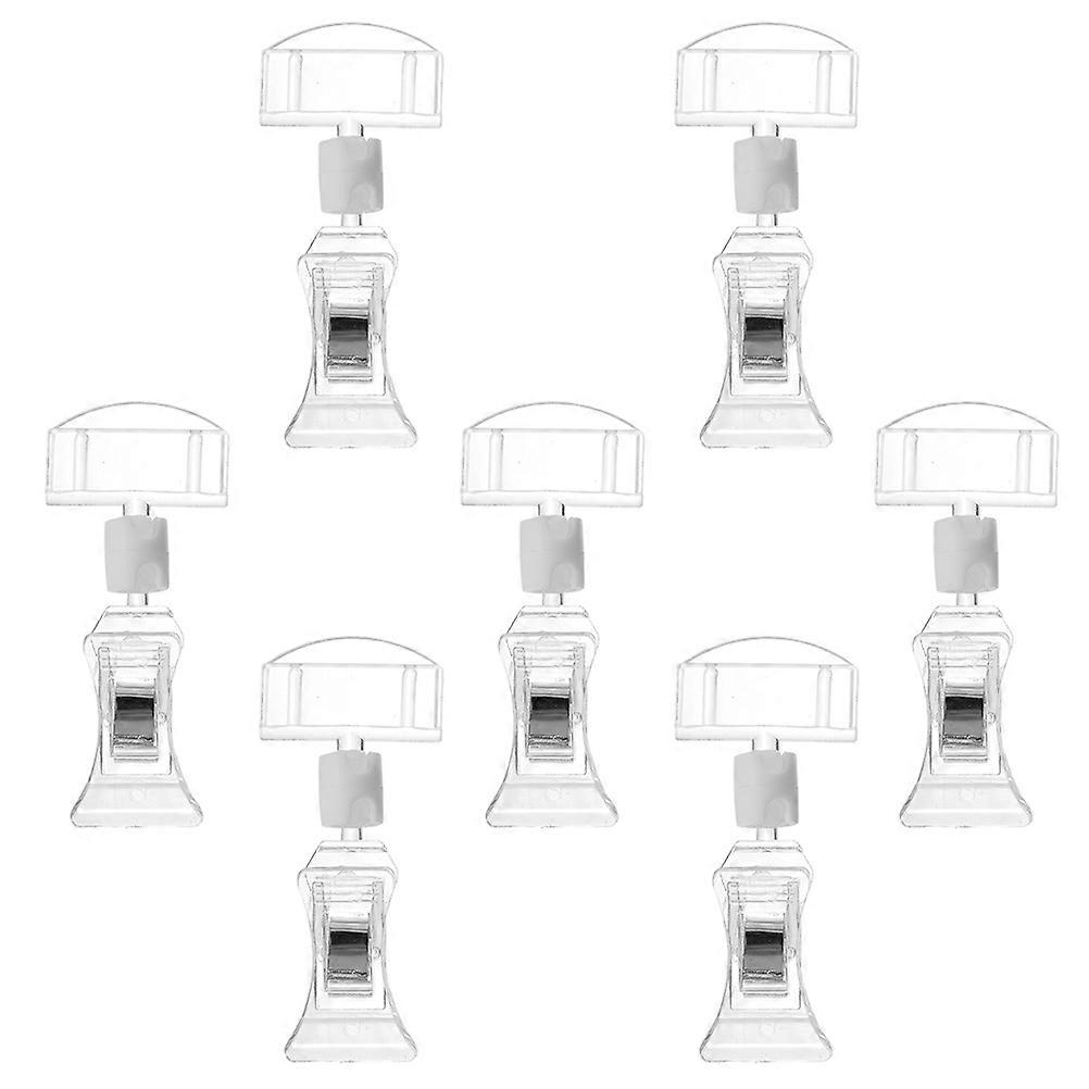 Transparent Acrylic Price Tag Holder for Table Shelf with 360Degree Rotatable Design 7 Pieces