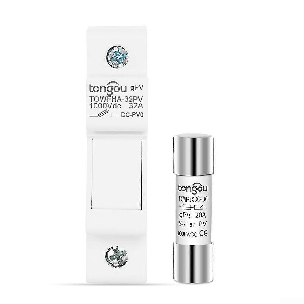 DC Fuse with Holder For PV Solar Panel Protection Rated Up To 30A 1000V, Photovoltaic String Fuse Applications (15A)