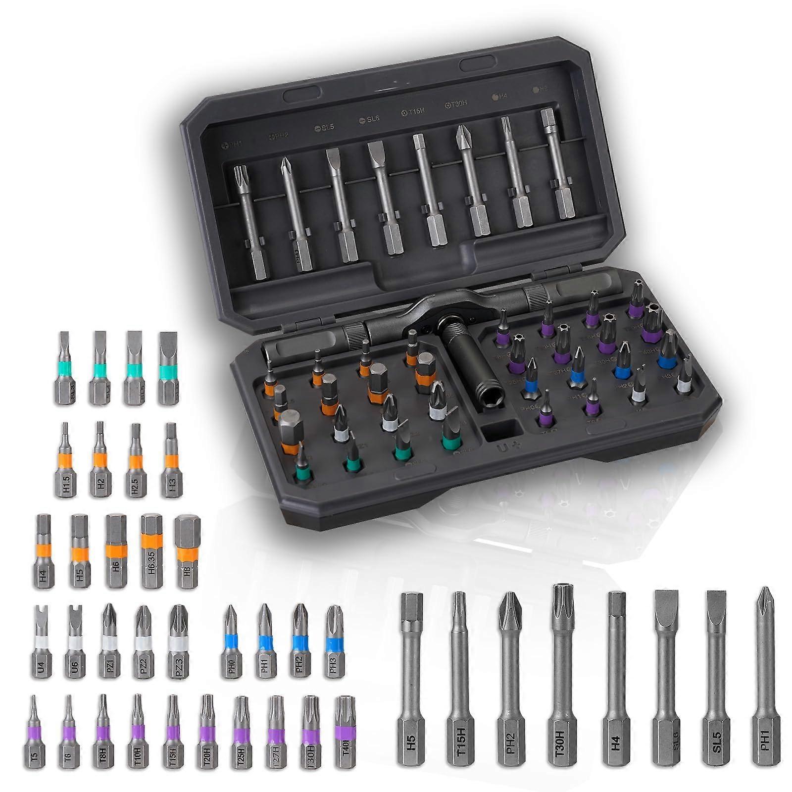 42 in 1 Precision Ratchet Screwdriver Set with Magnetic Bits for Electronics and Home Repairs
