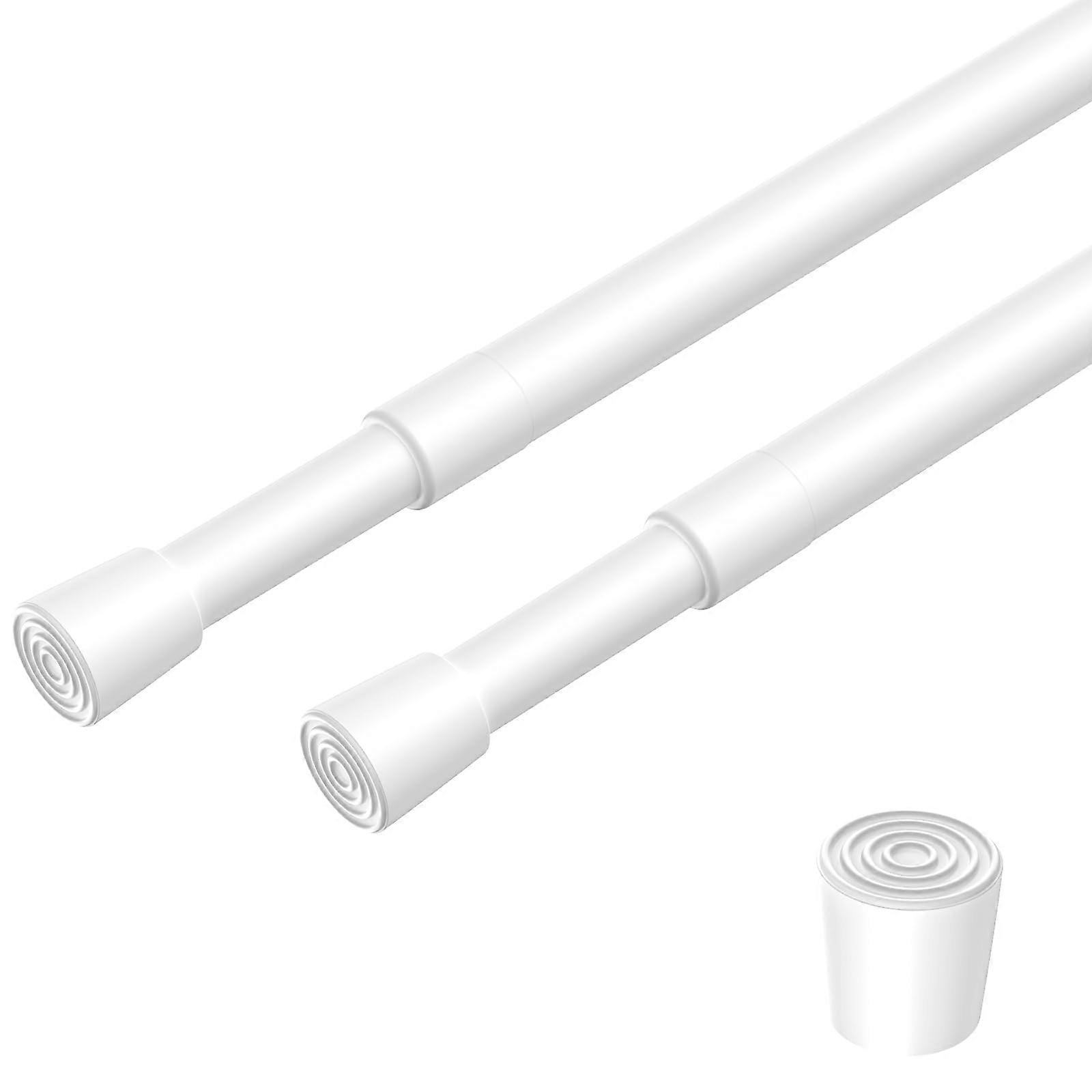 2 Pack Adjustable NoDrill Tension Curtain Rods 1741in RustResistant for Windows RV Kitchen White