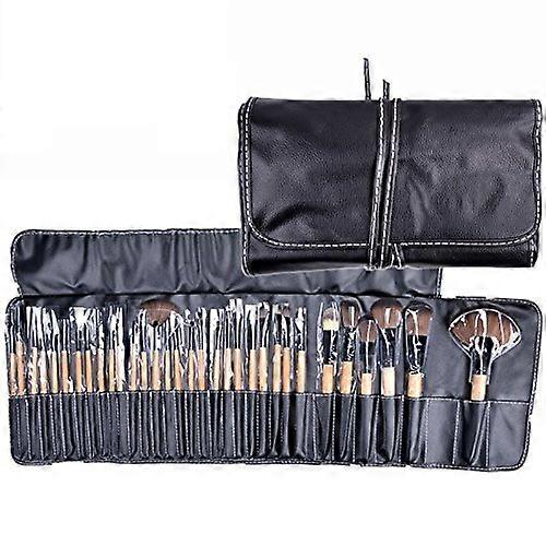 32 Piece Professional Makeup Brush Set with Case Black Soft Bristles for Precise Application