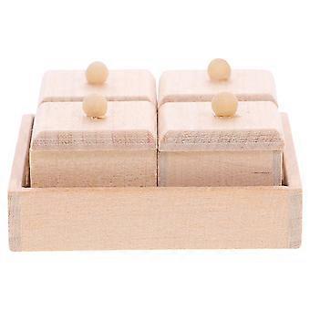 Miniature Opbevaringsbakke Dukkehusbakke til Dekoration 1Sæt Beige