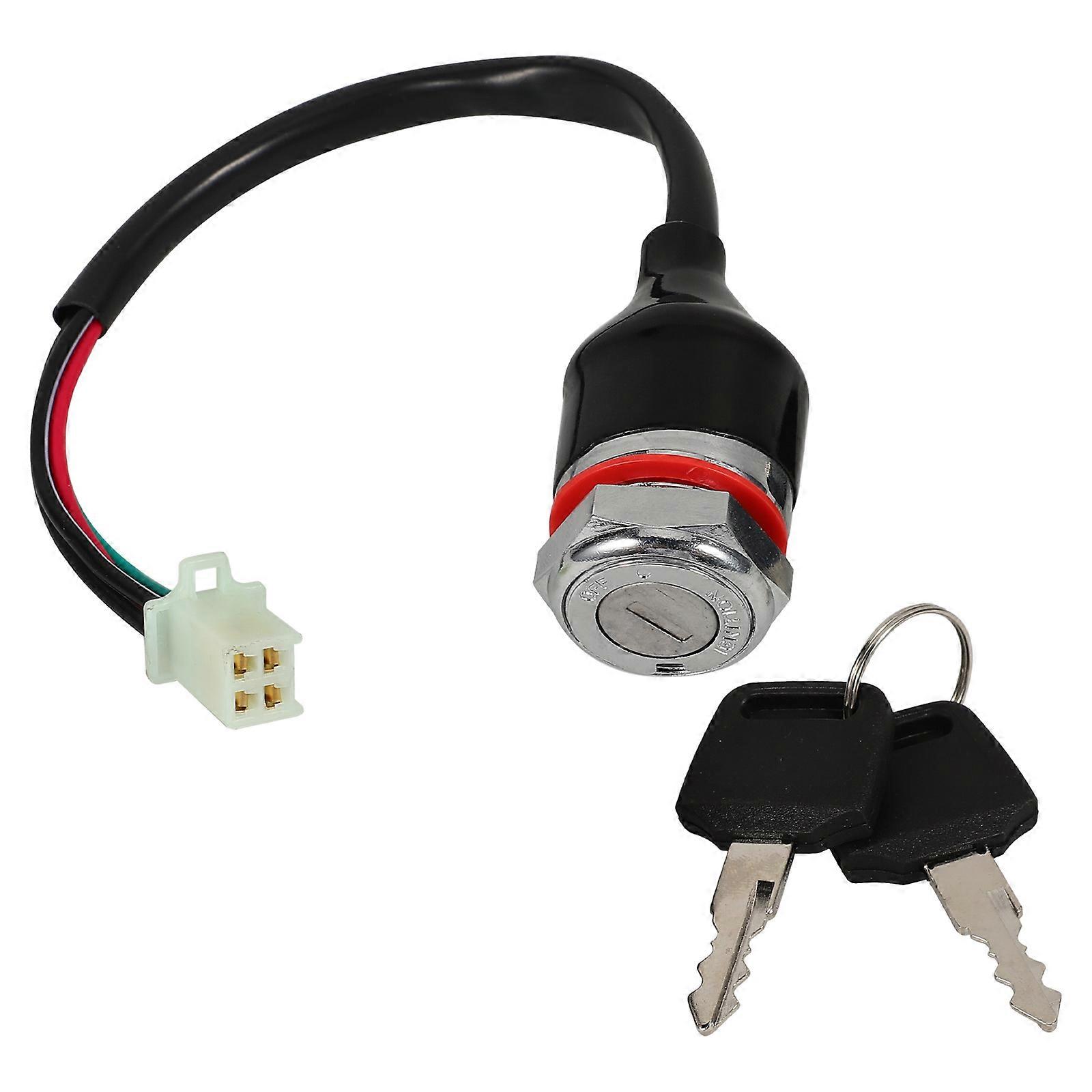 Motorcycle Ignition Switch with Key Replacement 4 Wire Ignition Switch for Atv