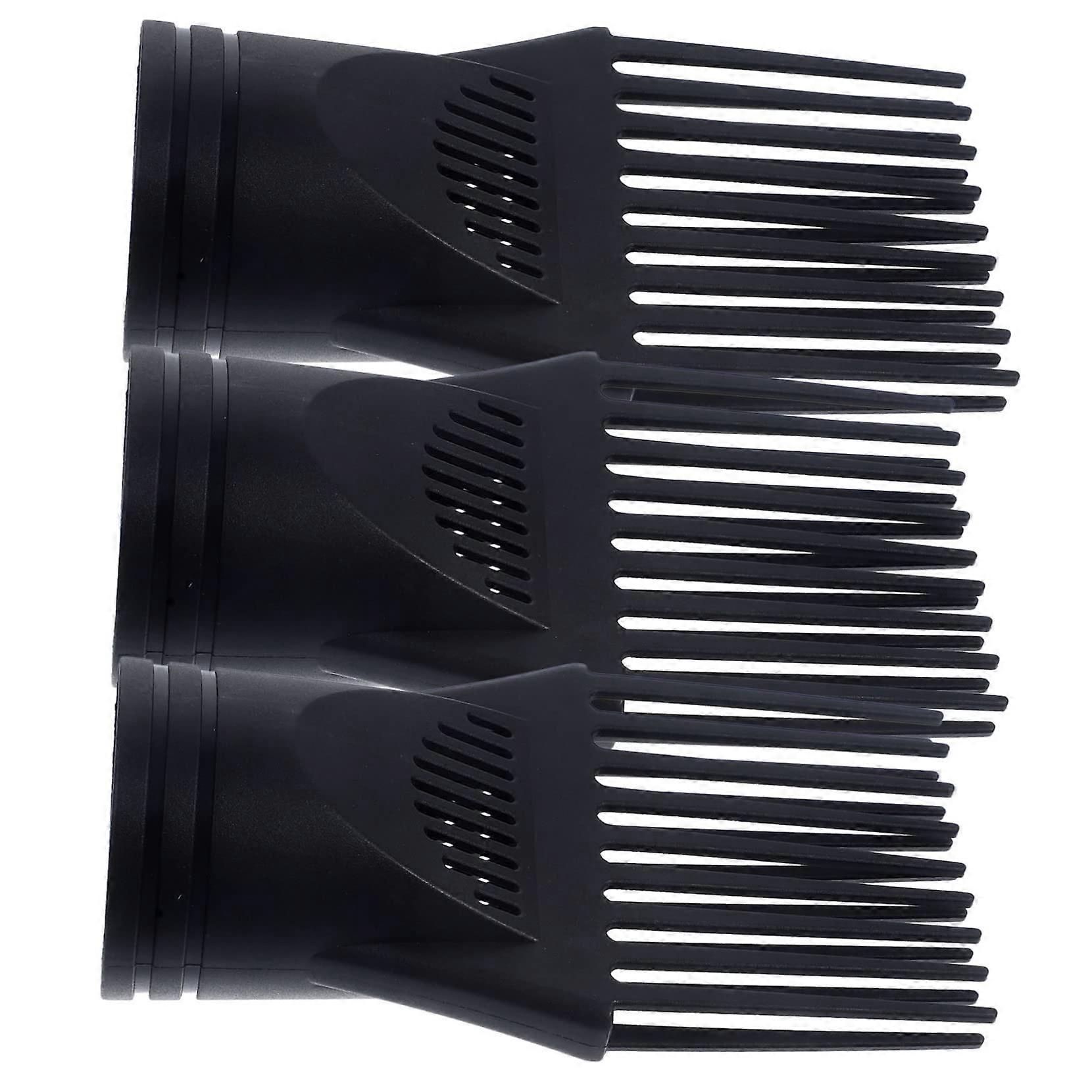 Universal Hair Dryer Diffuser and Comb Set for Fast Drying and Frizz Reduction, Black, 3pcs