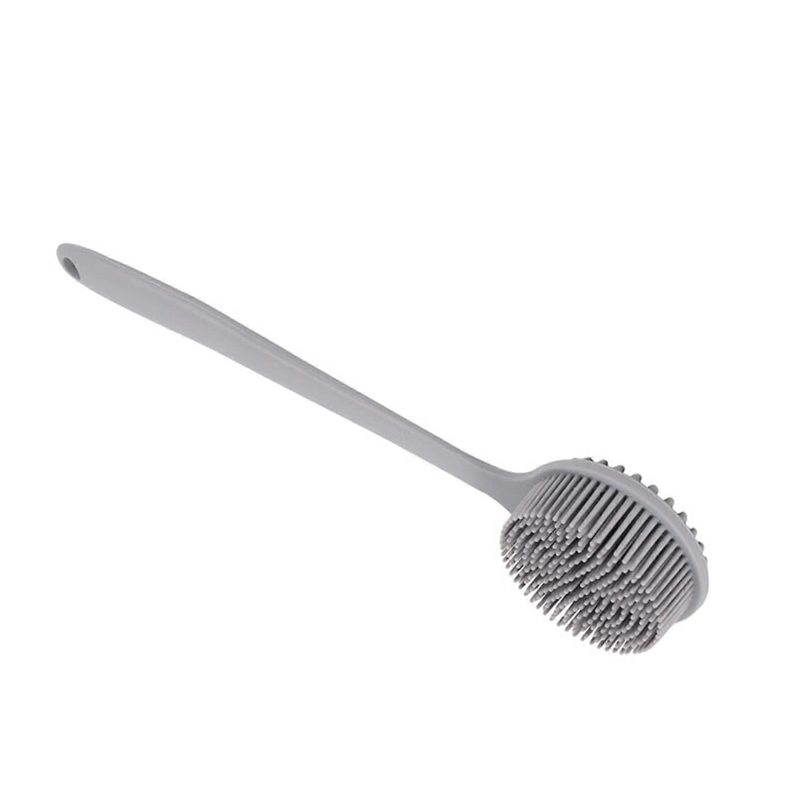 Shower Brush with Long NonSlip Handle for Back Cleansing, Soft Bristle Back Scrubber Gray