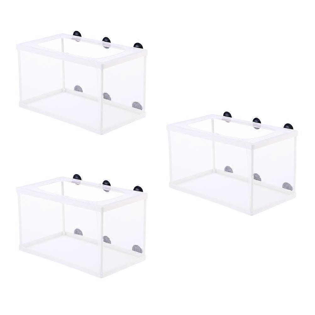 Fish Breeding Isolator Mesh Net 3Pcs For Aquarium Use 25X15CM White Rectangular Design Water Circulation