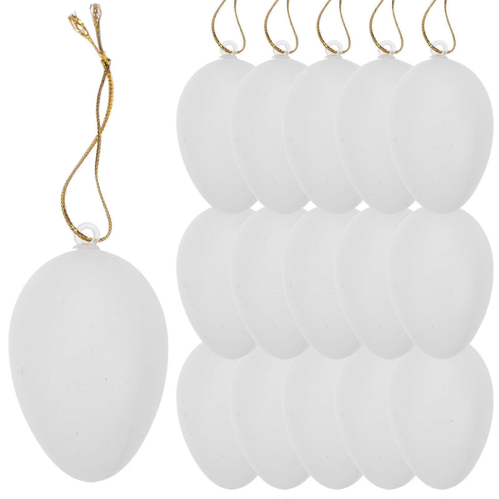 24Pcs White Plastic Easter Eggs for Decor DIY Graffiti Toys