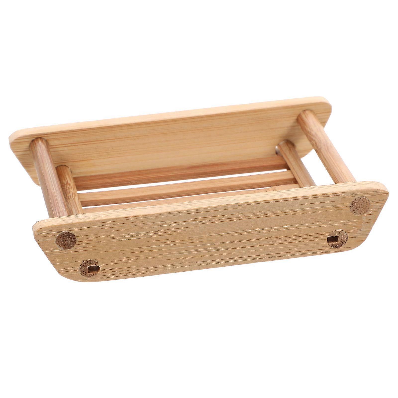 Bamboo Soap Dish for Soap Draining with 1Pcs Simple Boat Shape Holder