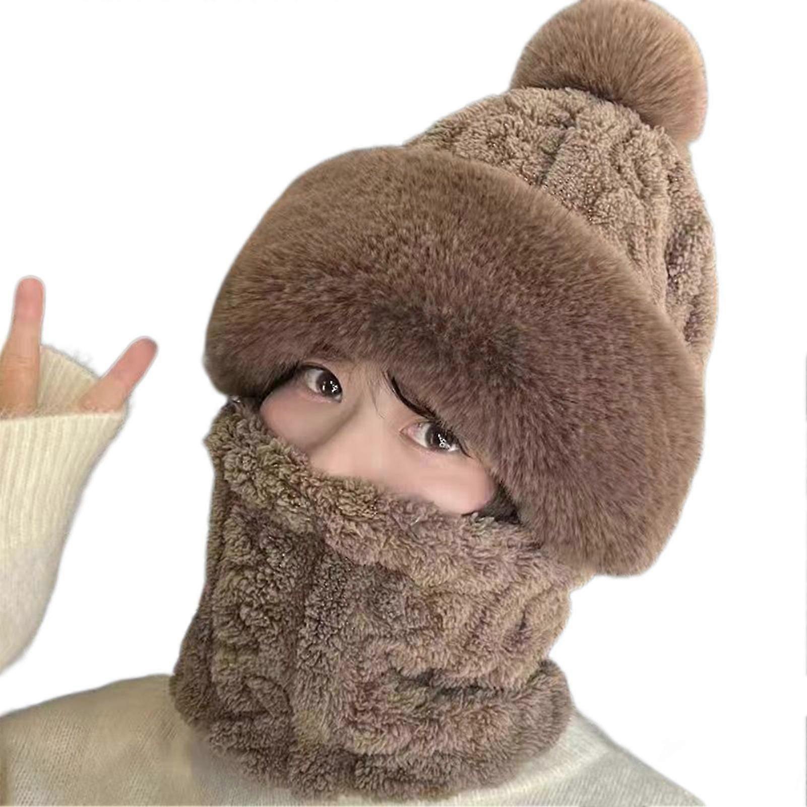 Winter Warm Knitted Cap Neck Warmer Windproof Beanie Hat