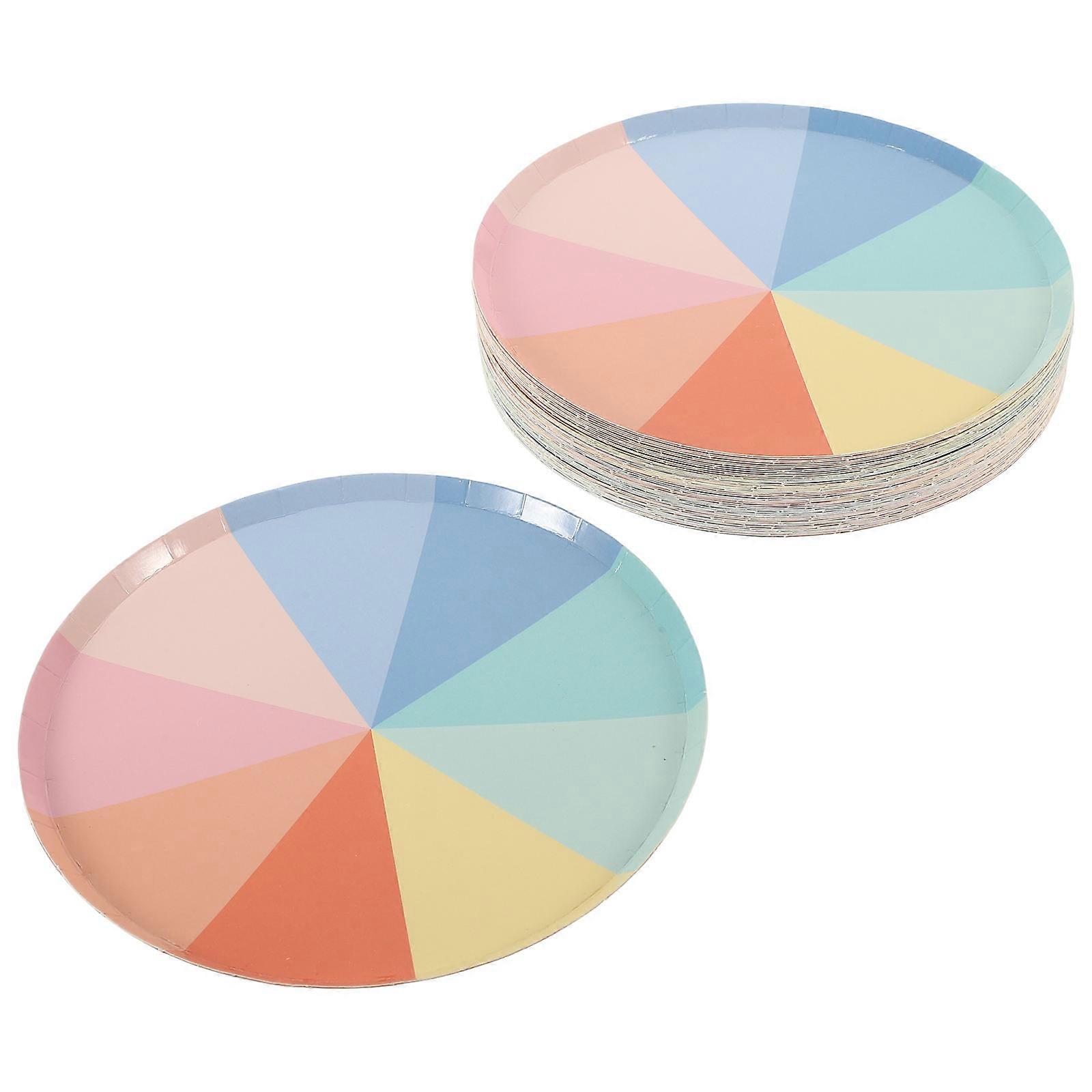 Household Rainbow Paper Plates for Food Storage 50Pcs Multi-Function Dinner Plates