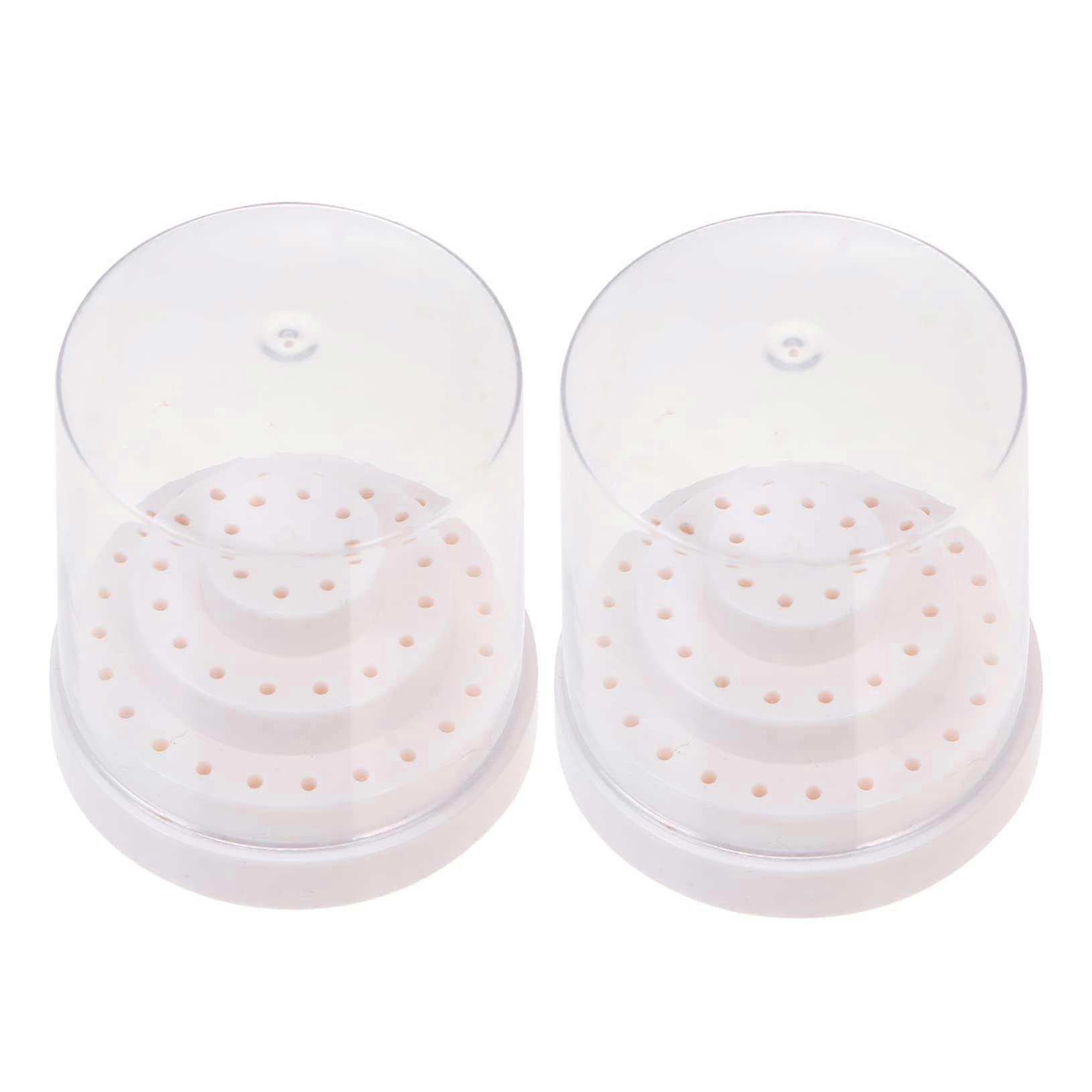 2pcs Nail Drill Bit Holder and Buffer Organizer Case for Quick Access Storage White
