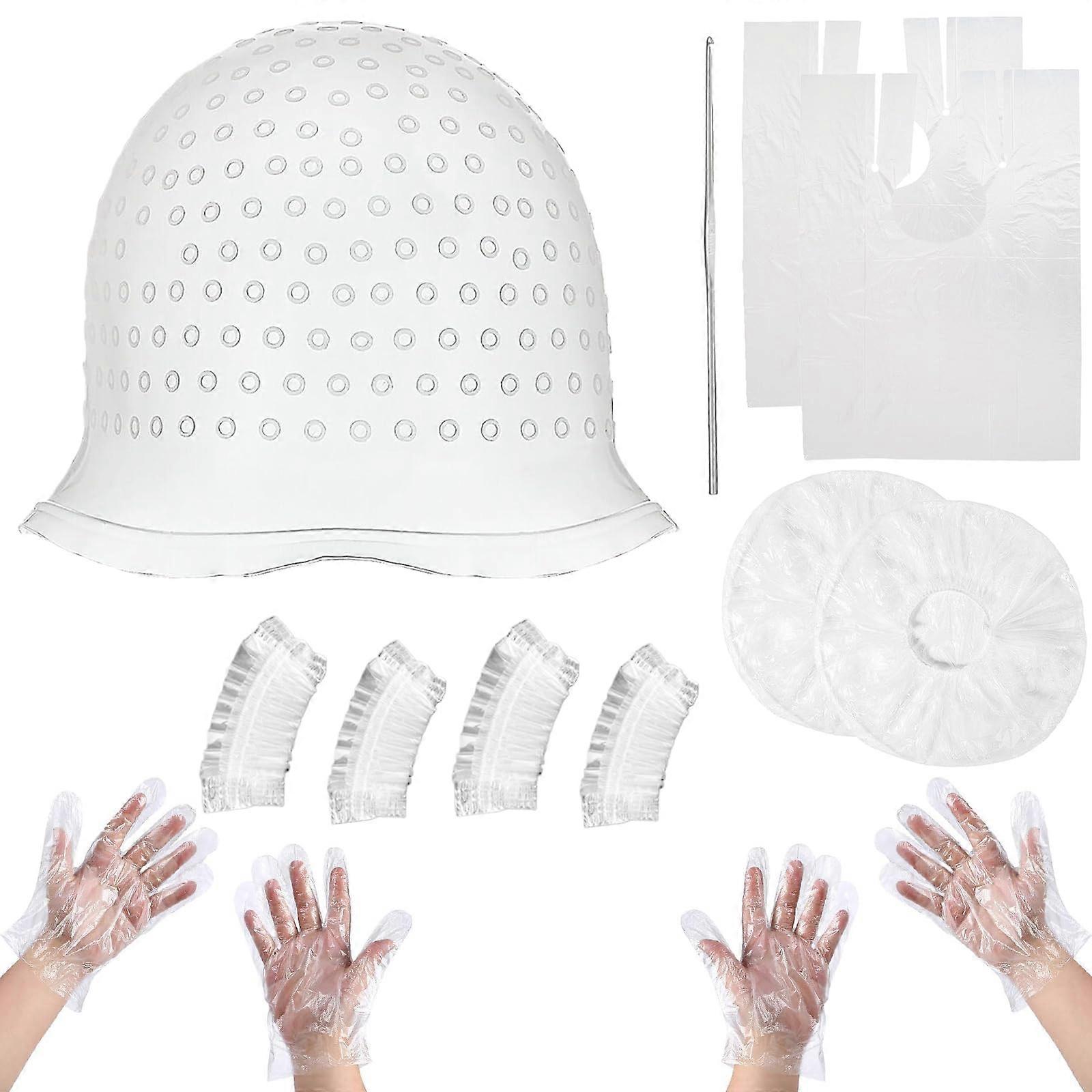 Highlighting Cap Hair Coloring Kit with Hook, Reusable Silicone Cap for Accurate Strand Isolation