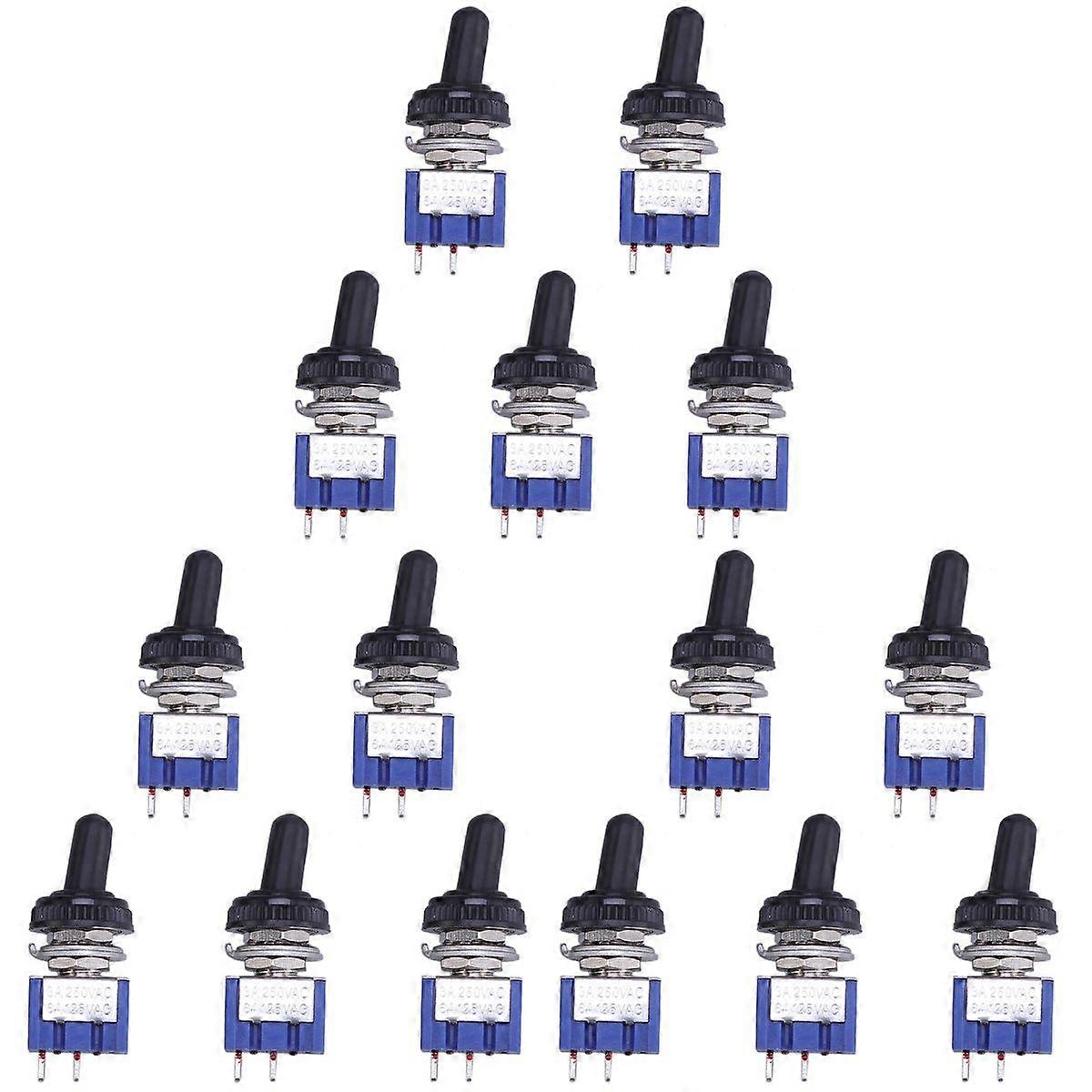 3pcs 5 x On/Off Mini Small Toggle Switch + Waterproof Cover 2P (Blue)