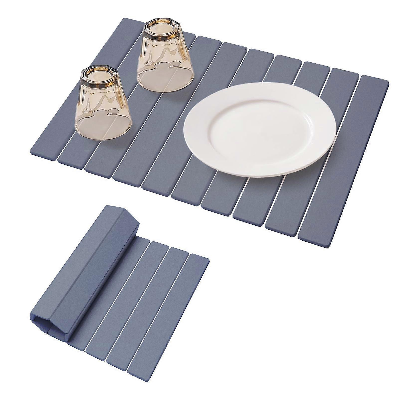 Large Foldable Stone Dish Drying Mat for Kitchen Counter, Super Absorbent Instant Water Absorption