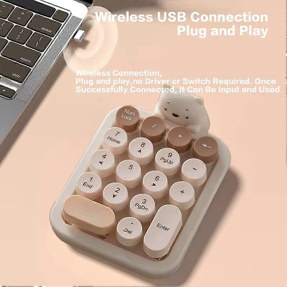 Wireless Numeric Keypad 18Key 2.4G Ergonomic Low Noise for Laptop Accounting