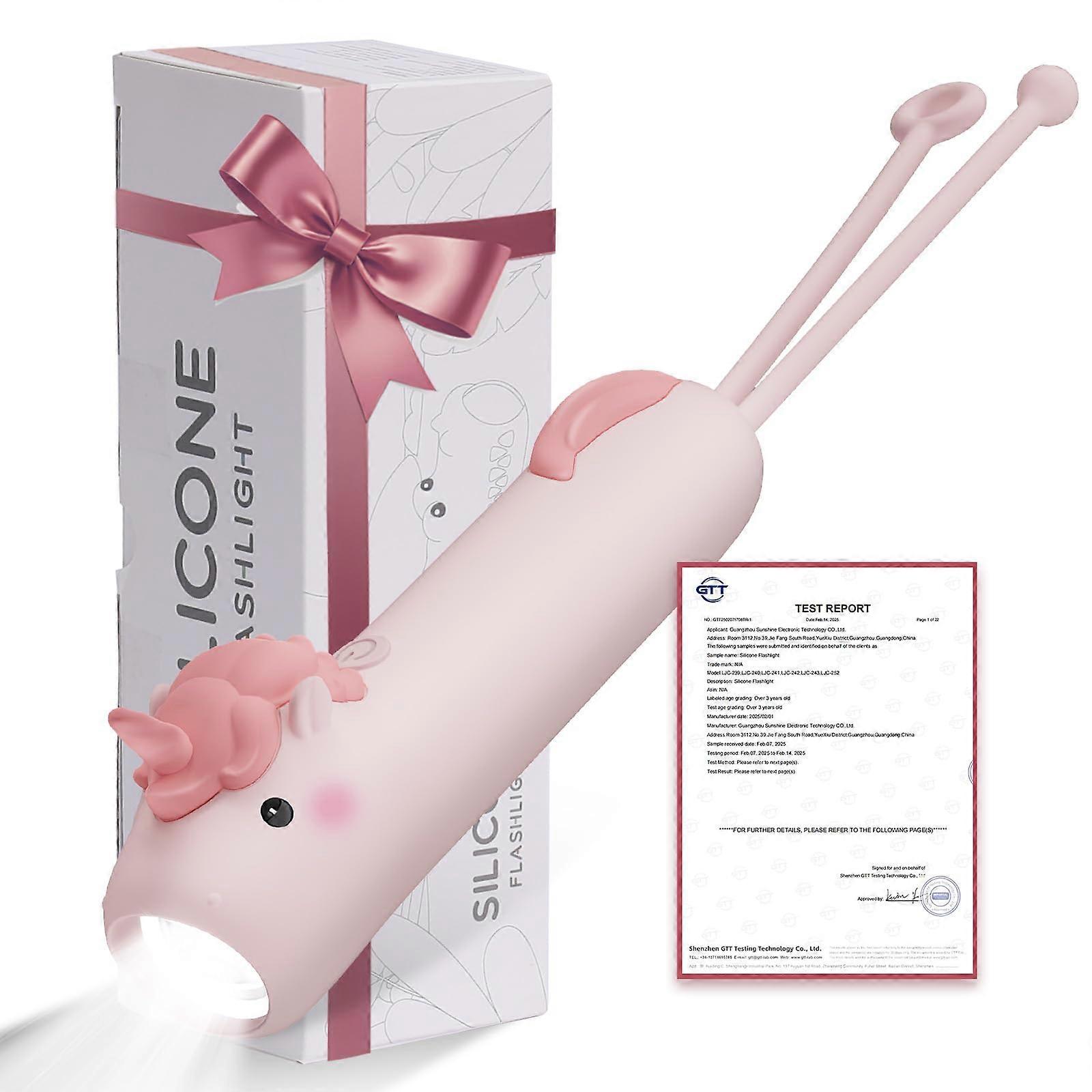 Rechargeable LED Flashlight USB TypeC Torch with Dimmable Modes Unicorn Keychain for Camping