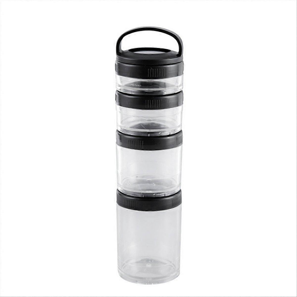 4 Stackable Snack Cups for School and Travel Transparent Black