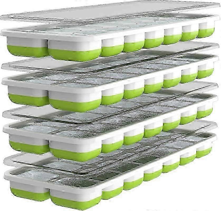 4-Pack Silicone Ice Cube Trays with Stackable Lids - Rectangular Cubes compatible Drinks