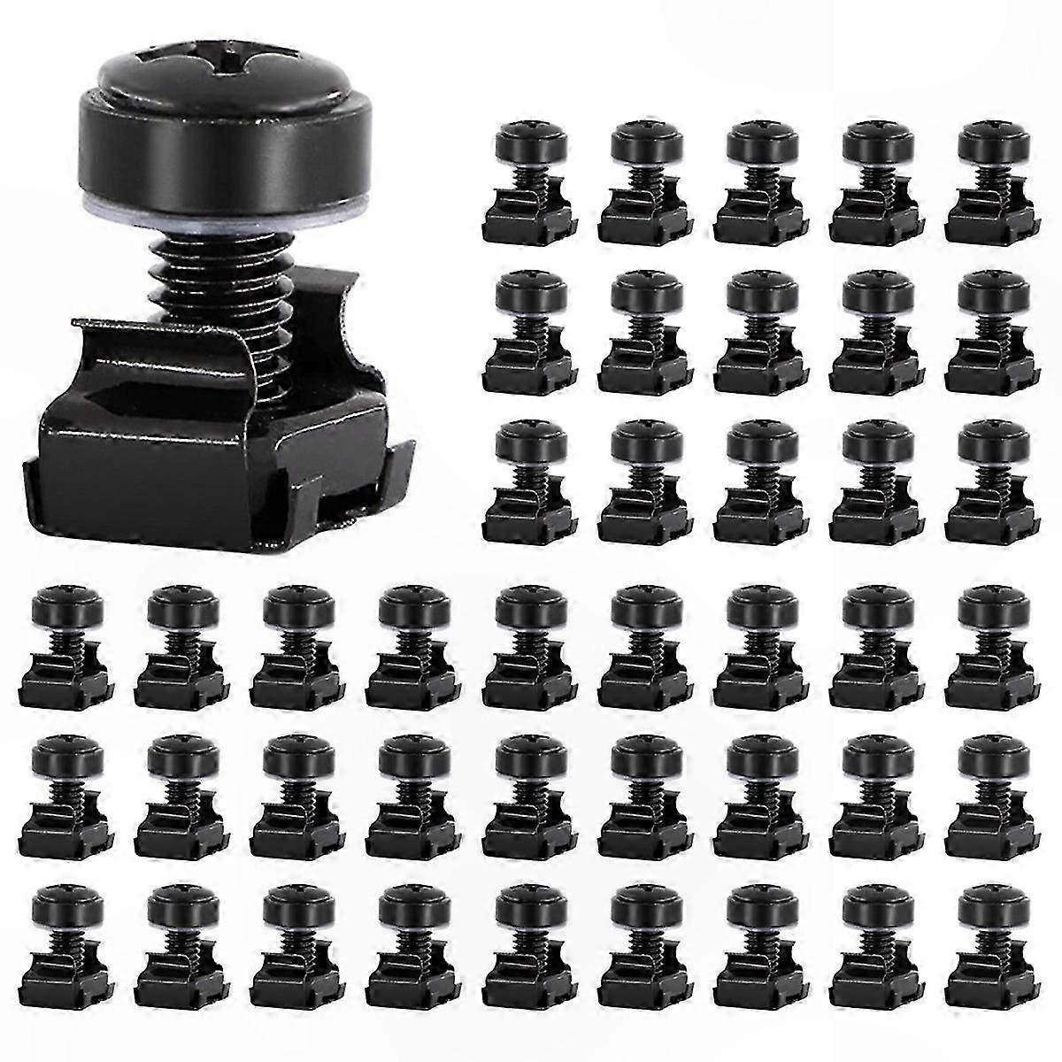 50Pcs M6x16mm Rack Mount Screws Nuts Washers for Computer Servers