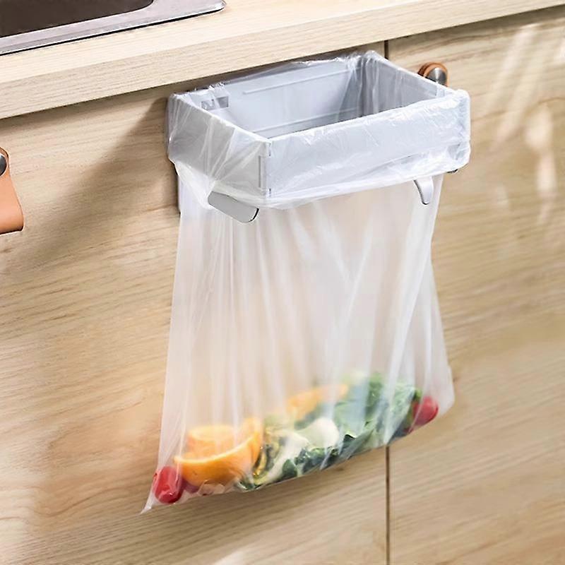 Kitchen Wall Mount Plastic Bag Holder, Foldable Trash Bin