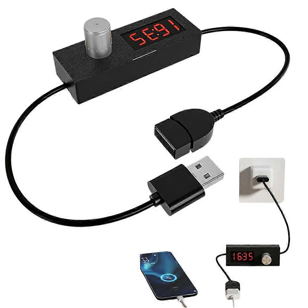 USB Timer with Digital Display and Adjustable Countdown for Device Charging and Power Management