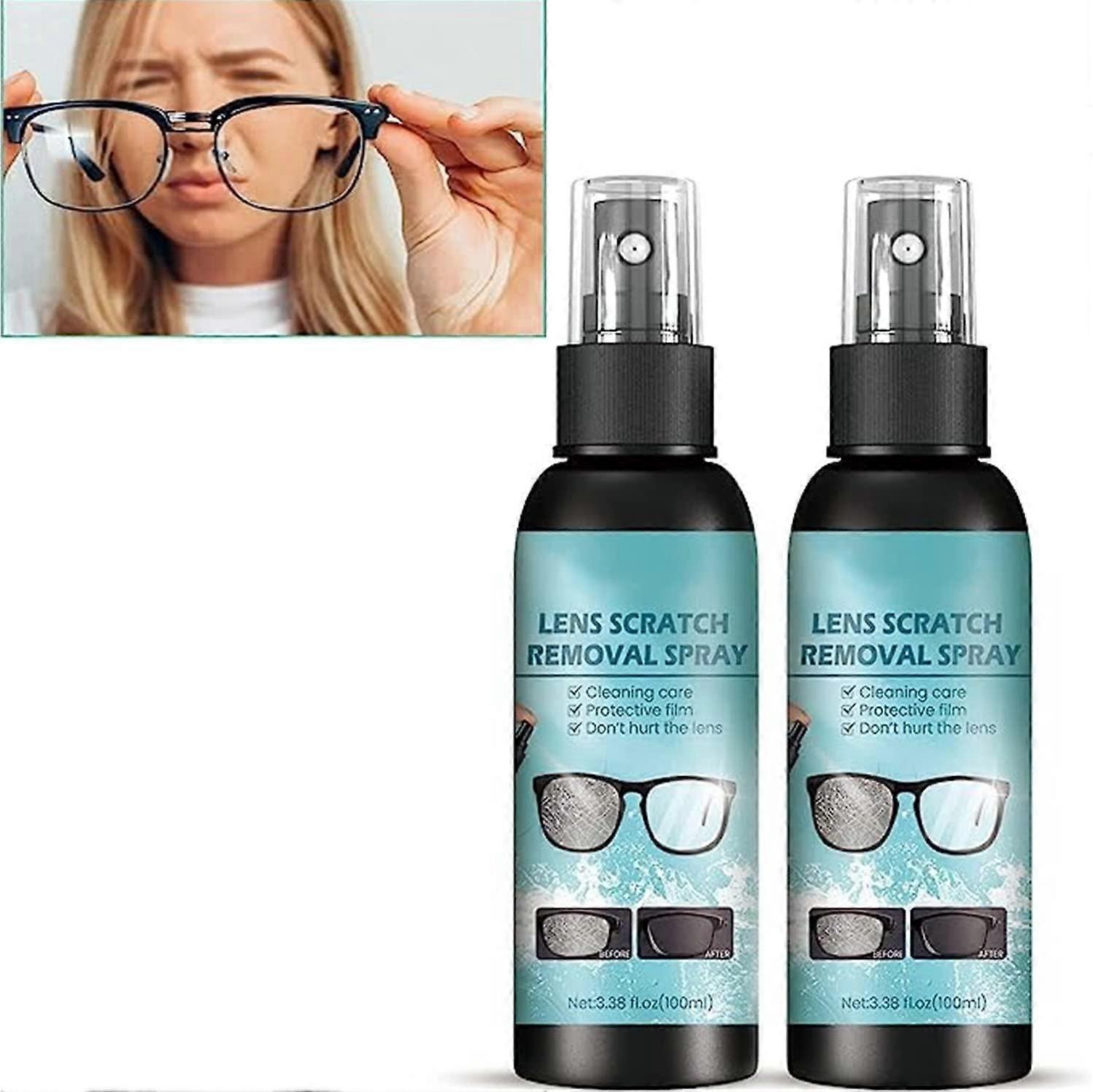Lens Scratch Remover Spray with Scratch Reduction Formula, Glasses Cleaning Solution 2 Pack