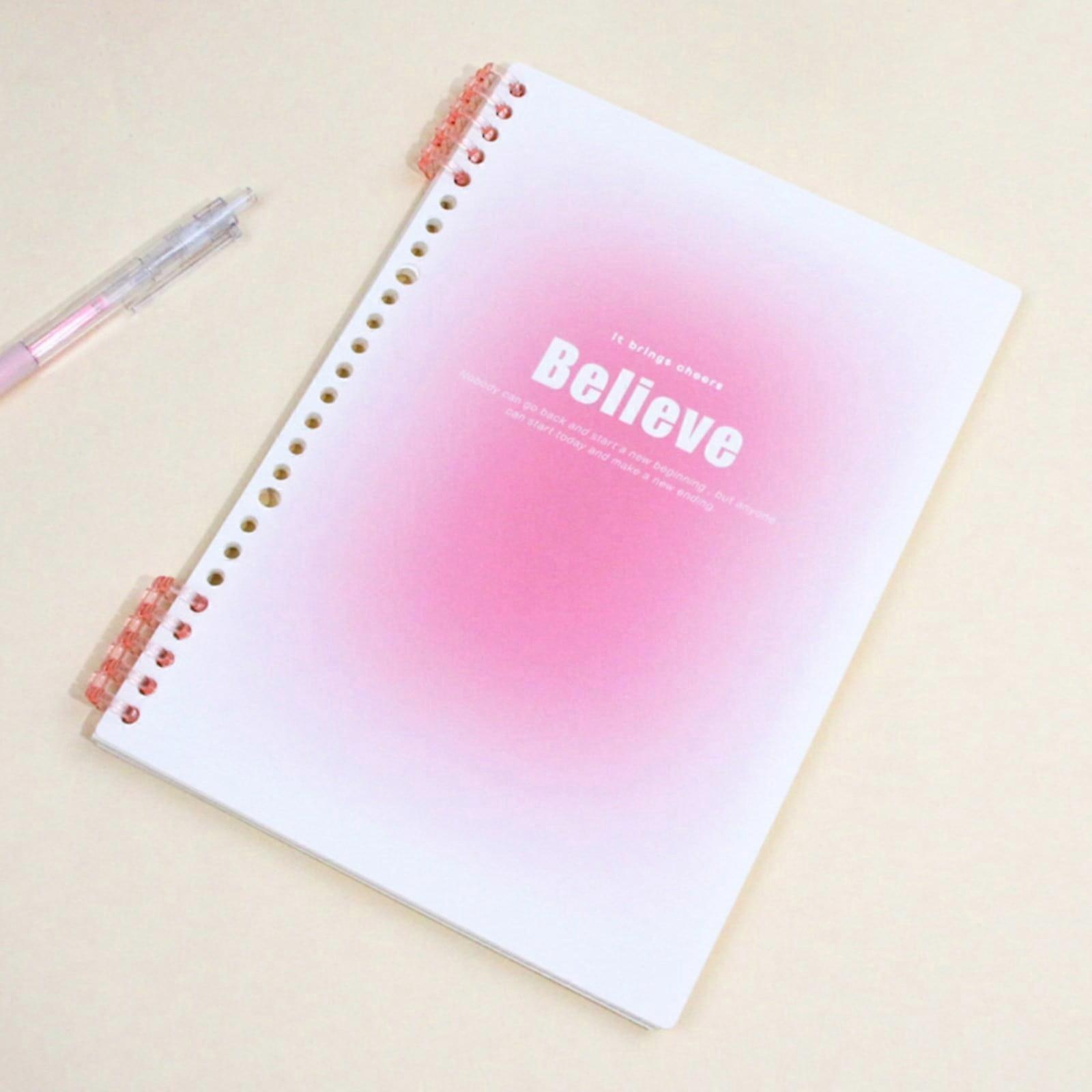 Gradient Color Loose Leaf Notebook - Spiral Notebook 60 Sheets Detachable for Journaling