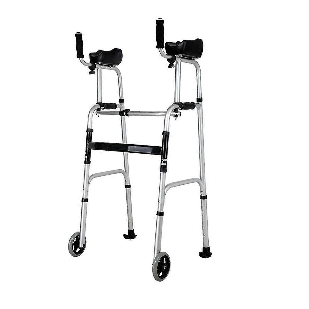 Lightweight Folding Rollator Walker with Wheels, Adjustable Height Mobility Aid for Seniors