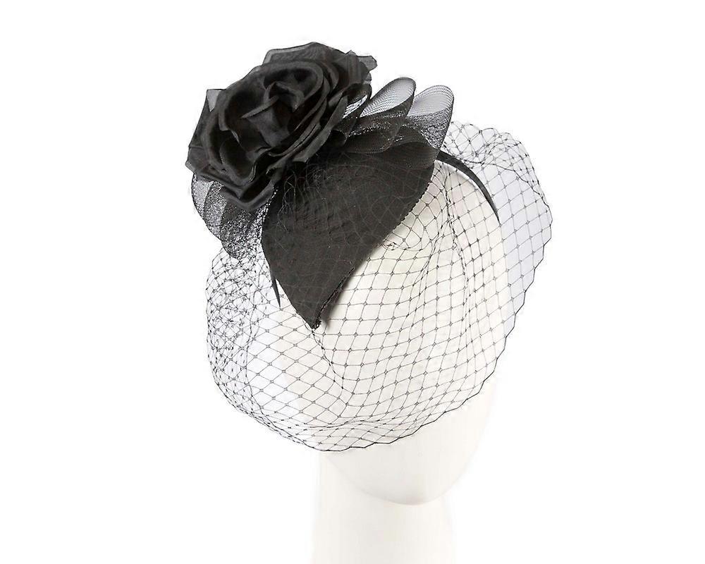 One-off black cocktail hat with veil CU708