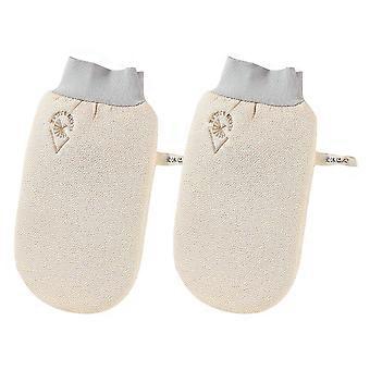 Yellow Bath Gloves for Home Use Exfoliating Function 2Pcs Bath Mitts
