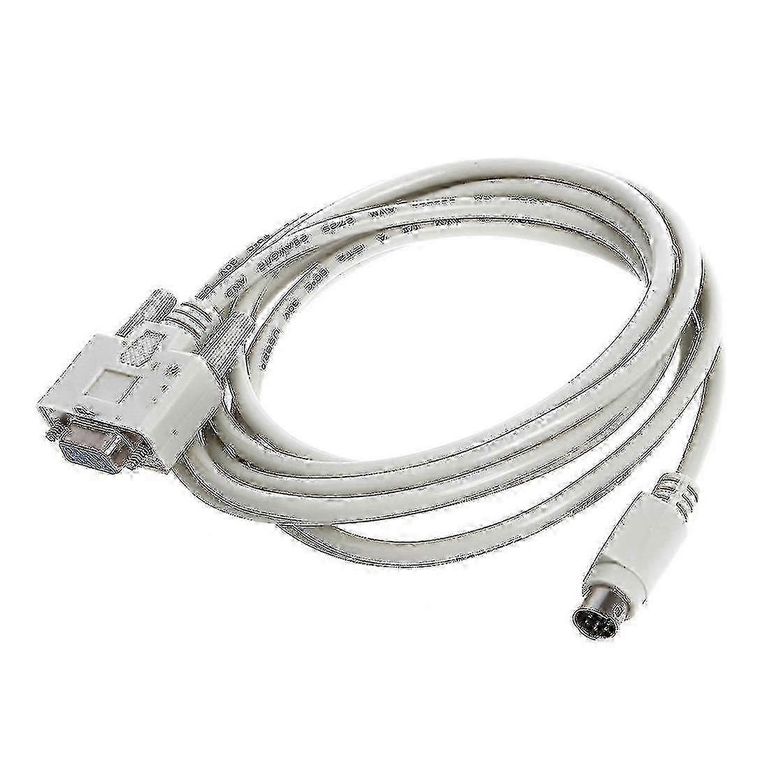 RS232 programming cable compatible with PLC, DB9P to 8P Mini Din, 8.2ft