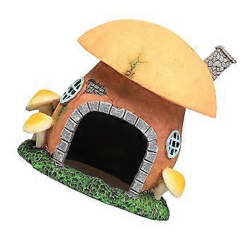 Aquarium Adornment Mushroom Castle Decorative Hiding Cave Shelter 2Pcs Green