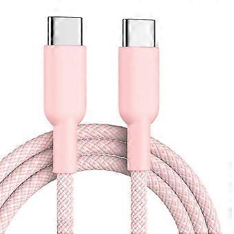 USB C Ladekabel 60W Schnellladung Nylon Datenkabel 2 Meter Rosa Universell