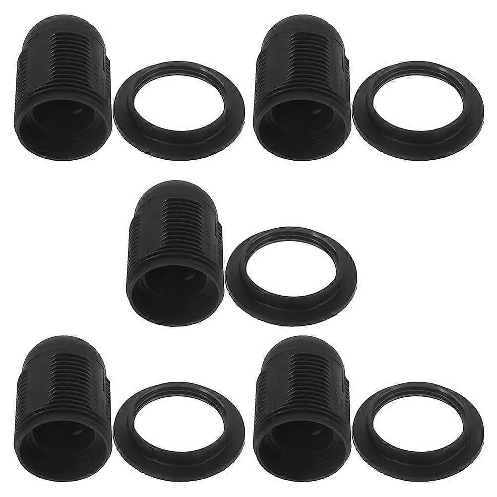 Flameretardant E26 Light Socket for Lamp Use 5Pcs Black Threaded Screw Base