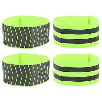 Bracelets de sport réfléchissants pour la course à pied, lot de 4, verts, pour une sécurité optimale.